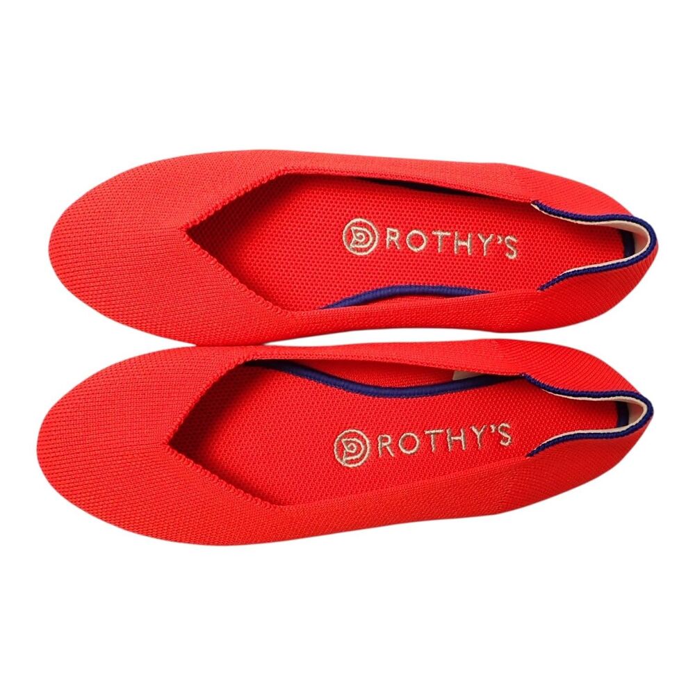 NWOB Rothys Rothy's Flats 8 Red Knit Round Toe Flat Slip On Removable Insole